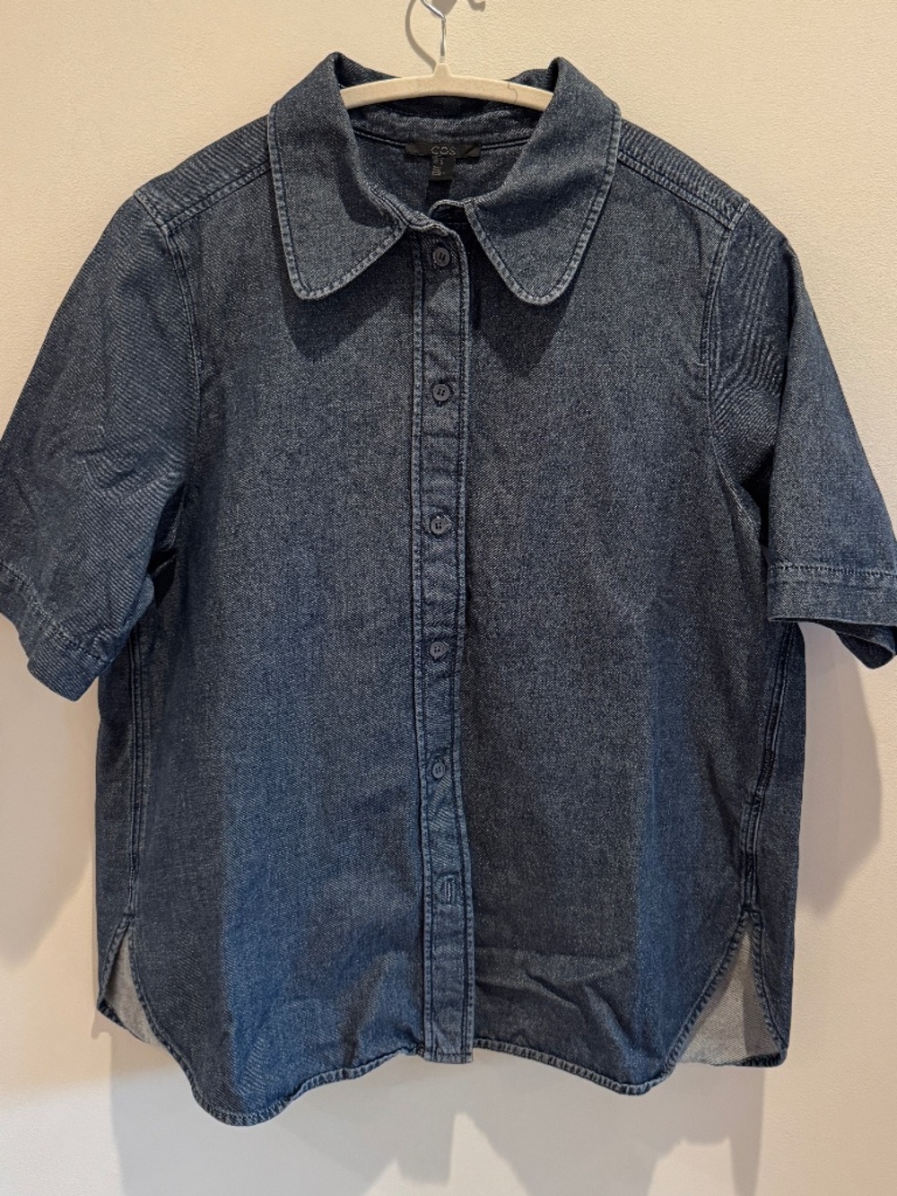 COS Denim Short Sleeve Button up with Peterpan Collar